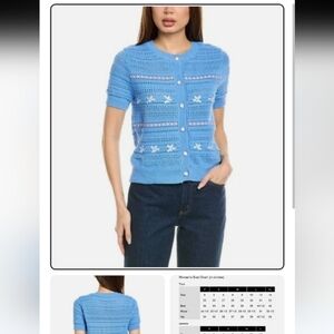 Nanette Lepore Textured Blue Cardigan with Subtle Pink Accents